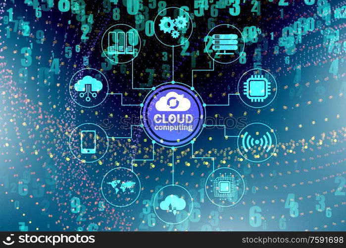 The cloud computing concept - 3d rendering. Cloud computing concept - 3d rendering