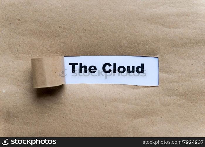 the cloud word Torn Paper Concept