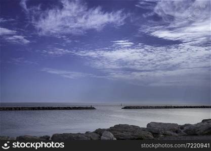 The coast of Adriatico sea at Fano, Pesaro e Urbino province, Marche, Italy, at June