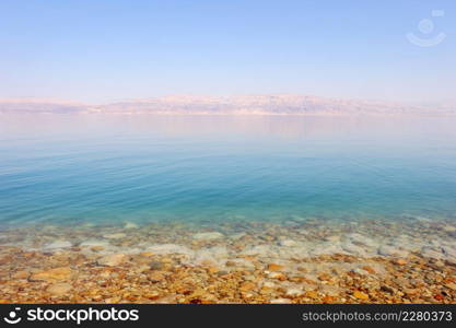 The coast of the Dead Sea near Ein Gedi nature reserve in Israel. Dead Sea