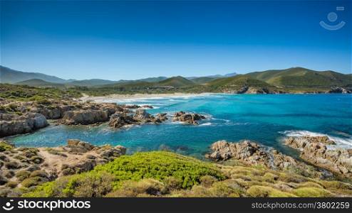 The coast of the Desert des Agriates and Ostriconi beach in north Corsica