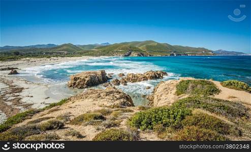 The coast of the Desert des Agriates and Ostriconi beach in north Corsica