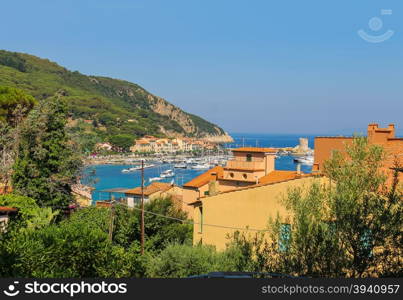 The coast of the Tyrrhenian Sea, Marciana Marina on Elba Island, Italy