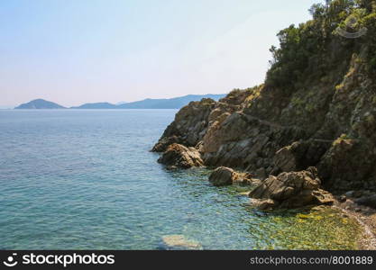 The coast of the Tyrrhenian Sea, Marciana Marina on Elba Island, Italy