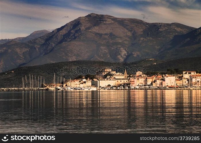 The coastal town of St Florent in northern Corsica