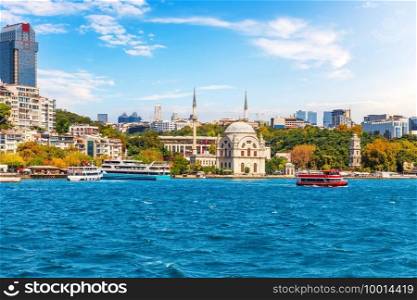 The Coastline of Istanbul with the Molla Celebi Mosque, Bosphorus straight, Turkey.