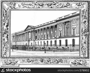 The colonnade of the Louvre, vintage engraved illustration. Paris - Auguste VITU ? 1890.