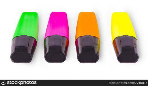 The Colored highlighters isolated on white background. Colored highlighters isolated on white background