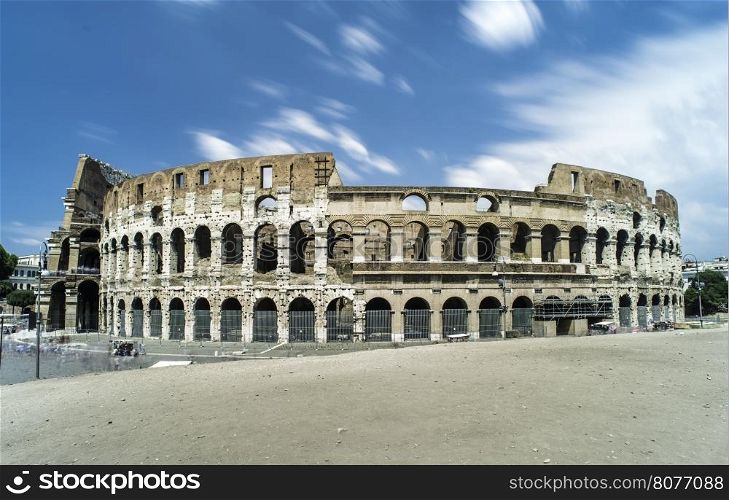 The Colosseum in Rome. Blue sky