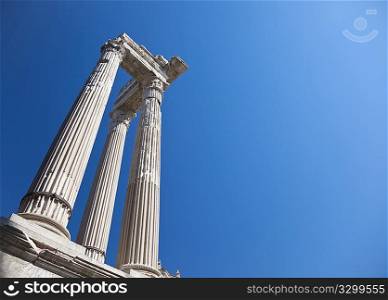 The columns of an ancient roman temple, Teatro Marcello, Rome, Italy.