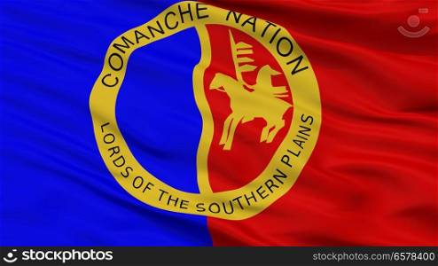 The Comanche Nation Indian Flag, Closeup View. Comanche Nation Indian Flag Closeup