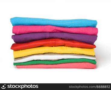 The combined multi-coloured clothes on a white backgroundThe combined multi-coloured clothes on a white background