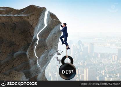 The concept of debt and load with businessman. Concept of debt and load with businessman
