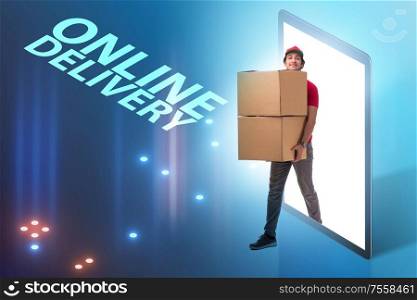 The concept of delivery of online purchases. Concept of delivery of online purchases