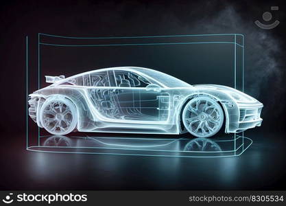 The concept of electromobility, e-motion, green transport, modern technology. Neural network AI generated art. The concept of electromobility, e-motion, green transport, modern technology. Neural network AI generated