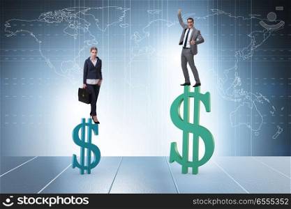 The concept of inequal pay and gender gap between man woman. Concept of inequal pay and gender gap between man woman. The concept of inequal pay and gender gap between man woman