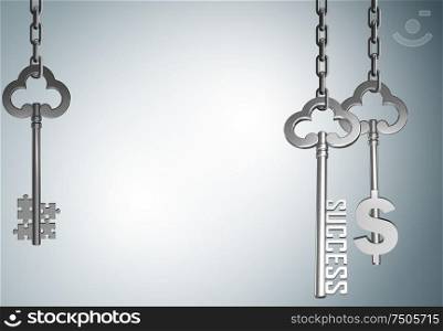 The concept of keys and dollar. Concept of keys and dollar