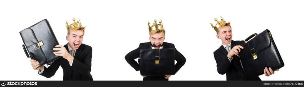 The concept of king businessman with crown. Concept of king businessman with crown