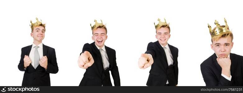 The concept of king businessman with crown. Concept of king businessman with crown