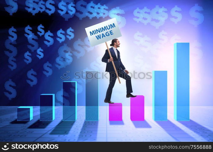 The concept of minimum wage with businessman. Concept of minimum wage with businessman