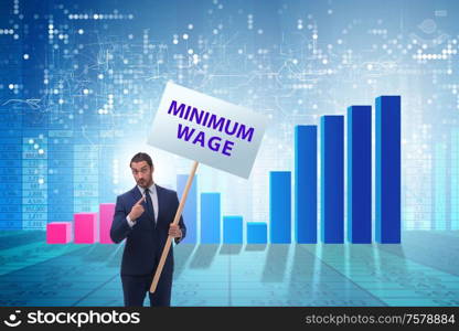 The concept of minimum wage with businessman. Concept of minimum wage with businessman