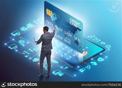 The concept of mobile payment with smartphone. Concept of mobile payment with smartphone
