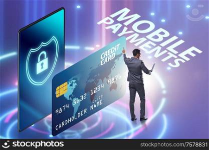 The concept of mobile payment with smartphone. Concept of mobile payment with smartphone
