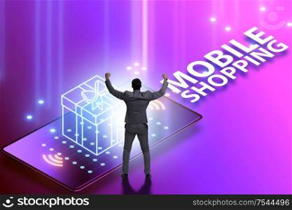 The concept of mobile shopping with smartphone. Concept of mobile shopping with smartphone