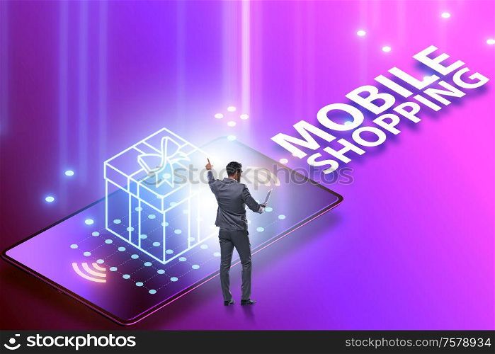 The concept of mobile shopping with smartphone. Concept of mobile shopping with smartphone