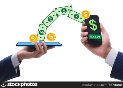 The concept of mobile wallet transfers - 3d rendering. Concept of mobile wallet transfers - 3d rendering