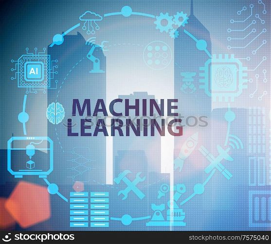The concept of modern it technology with machine learning. Concept of modern IT technology with machine learning