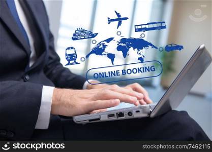 The concept of online booking for trip. Concept of online booking for trip