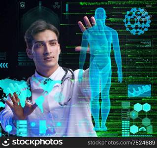 The concept of telemedicine with male doctor. Concept of telemedicine with male doctor