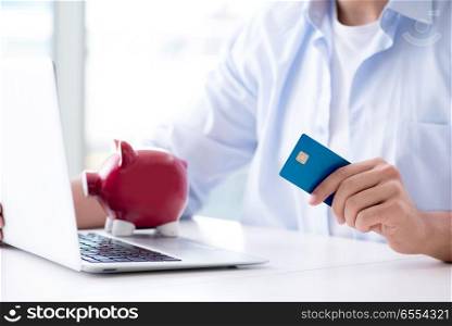 The concept on online payments with credit card. Concept on online payments with credit card