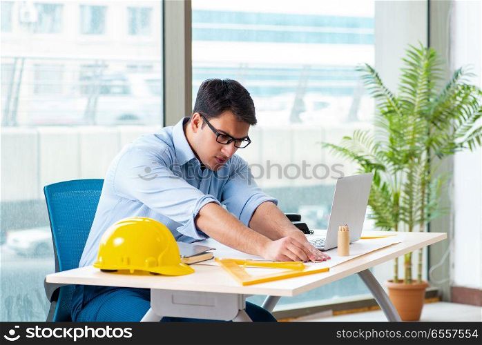 The construction engineer working on new project. Construction engineer working on new project