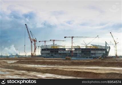 the construction of the stadium, building of sports facilities in the initial stage. building of sports facilities in the initial stage, the construction of the stadium