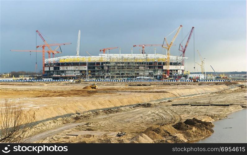 the construction of the stadium, building of sports facilities in the initial stage. building of sports facilities in the initial stage, the construction of the stadium