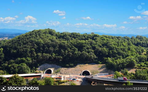 The Construction Site of Two Tunnels in The Italian Alps