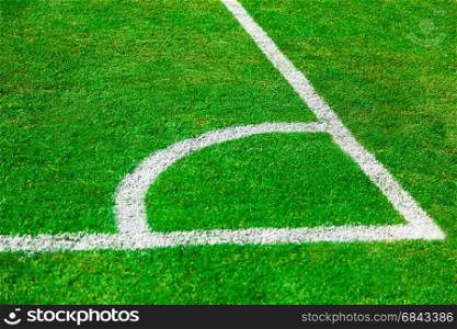 The Corner of the artificial grass soccer field
