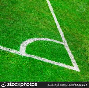 The Corner of the artificial grass soccer field