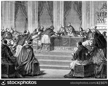 The Council, meeting on 10 July. vintage engraved illustration. History of France ? 1885.