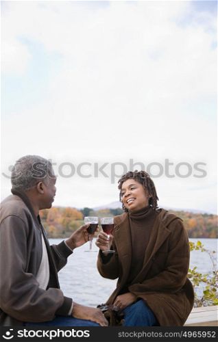 the couple toasting