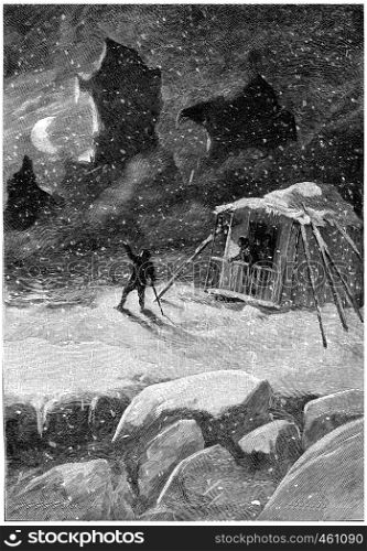 The cry of one who watched, vintage engraved illustration. Jules Verne Cesar Cascabel, 1890.