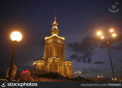 The Culture Palace in the City of Warsaw in Poland, East Europe.