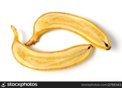 The cut banana. It is isolated on a white background