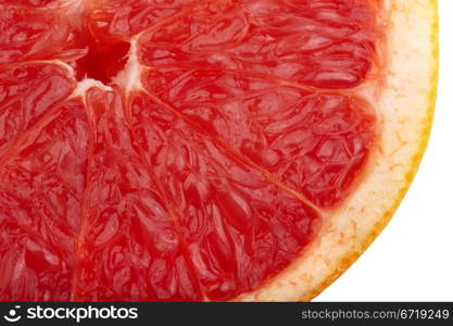 The cut of red grapefruit. Macro