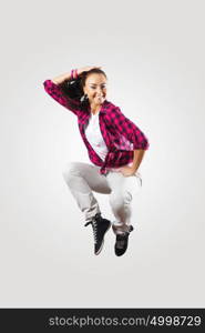 The Dancer. Young hiphop dancer making a move on white