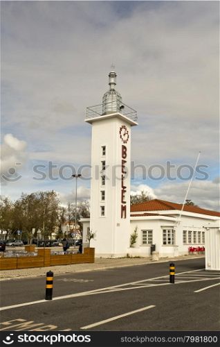 The deactivated lighthouse of the ferry terminal of Belem in Lisbon, Portugal.