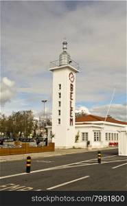 The deactivated lighthouse of the ferry terminal of Belem in Lisbon, Portugal.