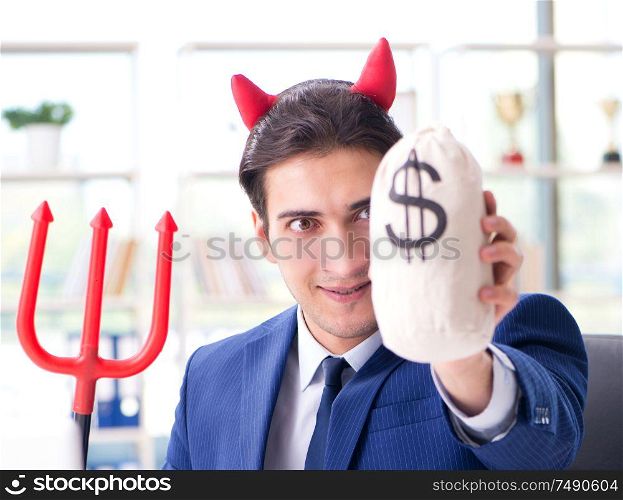 The devil angry businessman in the office. Devil angry businessman in the office